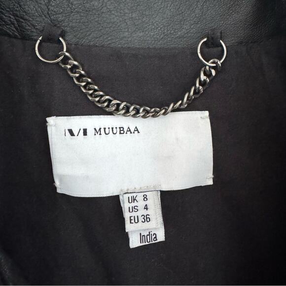 Vintage Women's Black Leather Biker Jacket Size 4 - Picture 3 of 9